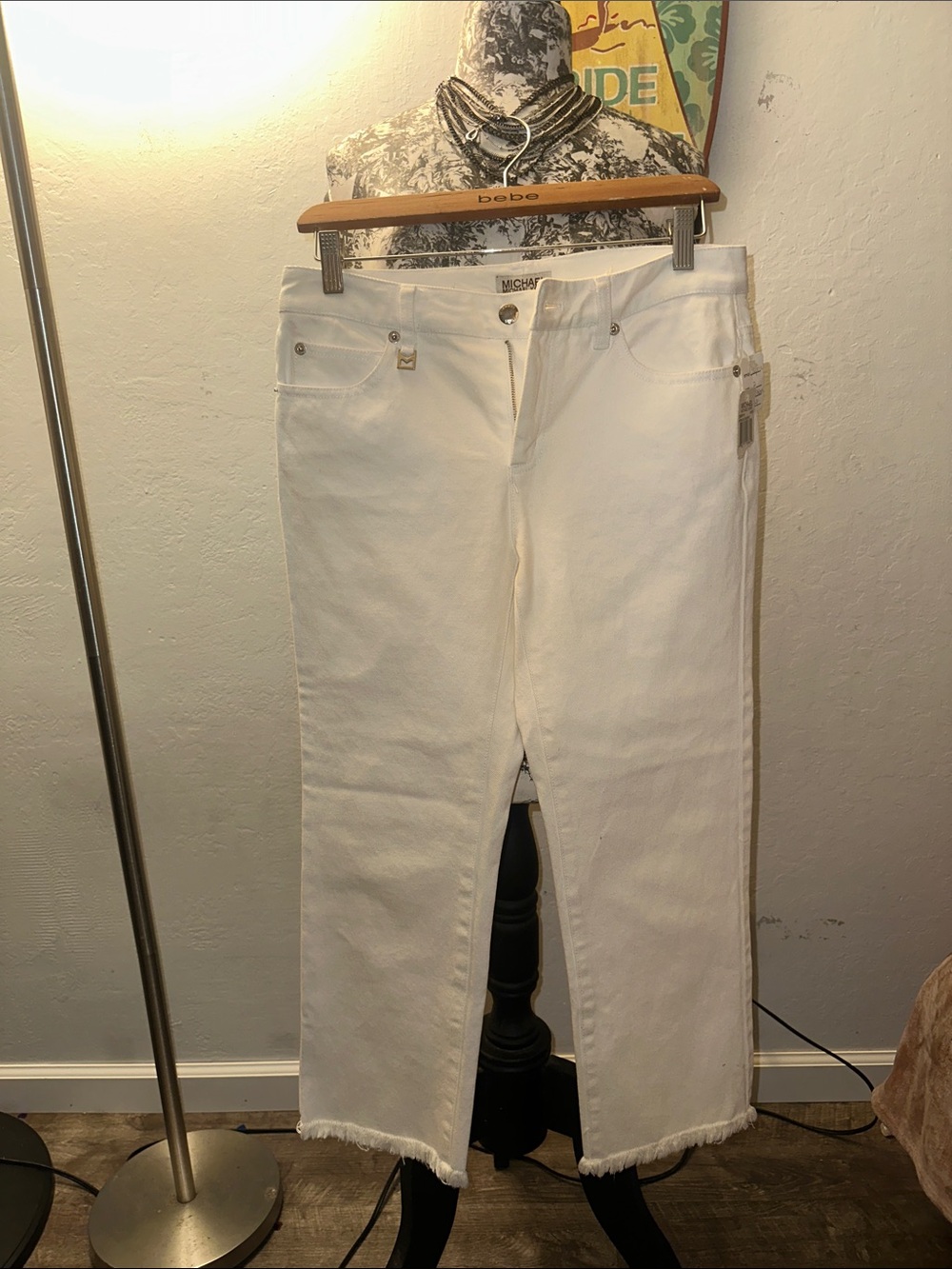 MICHAEL Michael Kors Cream Ankle Crop Straight Jeans